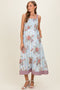 French Blue Floral Striped Contrast Strap Maternity Maxi Dress