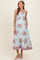 French Blue Floral Striped Contrast Strap Maternity Maxi Dress