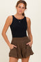 Coconut Brown Soft Washed Elastic Waist Shorts