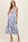Lilac Blue Floral Pleated Bust Tiered Maternity Maxi Dress