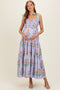 Lavender Floral Sweetheart Neckline Smocked Maternity Maxi Dress