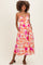 Ivory Pink Floral Wrap Maternity Midi Dress
