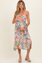 Yellow Tropical Floral Twisted Front Cutout Maternity Midi Dress