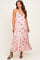 Pink Floral Shoulder Tie Ruffle Hem Maternity Maxi Dress
