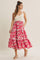 Cherry Red Floral Crochet Knit Top Floral Skirt Dress
