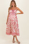 Pink Printed Front Tie Maternity Midi Dress