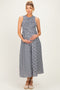 Navy Gingham Smocked Cutout Tie Back Maternity Maxi Dress