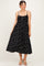 Black Polka Dot Shirred Waist Maternity Midi Dress