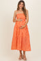 Orange Gingham Maternity Midi Dress