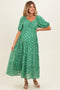 Green Printed Sweetheart Neckline Tiered Maternity Dress