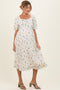 Ivory Floral Sweetheart Neckline Maternity Midi Dress