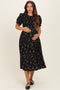 Black Floral Smocked Maternity Midi Dress