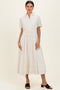 Ivory Striped Waist Tie Shirt Dress