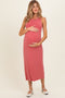 Dusty Rose Ribbed Maternity Midi Tank Dress