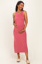 Berry Ribbed Maternity Midi Tank Dress