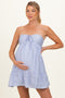 Light Blue Strapless Lace Accent Babydoll Maternity Mini Dress