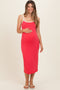 Tomato Cutout Fitted Maternity Midi Dress