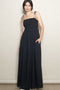Black Smocked Shoulder Tie Maxi Dress