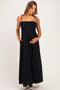 Black Smocked Shoulder Tie Maternity Maxi Dress