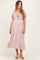 Light Pink Smocked Waist Short Sleeve Maternity Midi Dress