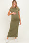 Olive Fitted Short Sleeve Maternity Maxi Dress