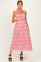 Red Embroidered Smocked Maternity Maxi Dress