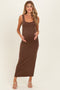 Brown Fitted Cutout Maternity Maxi Tank Dress