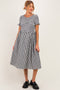 Black Smocked Gingham Maternity Midi Dress
