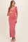 Dusty Rose Ruched Short Sleeve Side Slit Maternity Midi Dress