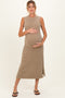 Light Mocha Side Slit Maternity Midi Tank Dress