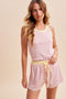 Blush Striped Solid Trim Tank Short Set
