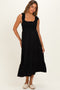 Black Smocked Tiered Ruffle Detail Maternity Dress