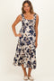 Navy Floral Smocked Tiered Maternity Midi Dress