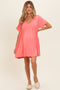 Coral V-Neck Basic Maternity Dress