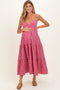 Red Gingham Cutout Tie Back Tiered Maternity Maxi Dress