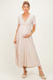 Oatmeal Short Sleeve V-Neck Maternity Maxi Dress