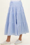 Light Blue Printed Tiered Maternity Maxi Skirt