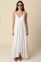White Blue Striped Shoulder Tie Maxi Dress