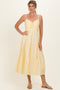Butter Yellow Pleated Front Tie Sleeveless Midi Dress