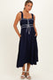 Navy Front Tie Sleeveless Maternity Midi Dress