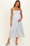 Blue Striped Empire Waist Tiered Maternity Midi Dress