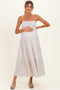 Mocha Striped Empire Waist Tiered Maternity Midi Dress