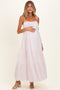 Pink Striped Empire Waist Tiered Maternity Midi Dress