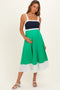 Navy Green Colorblock Sleeveless Maternity Midi Dress