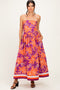 Plum Floral Strapless Midi Dress