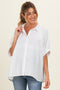 White Button Down Textured Stripe Oversized Maternity Shirt