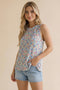 Ivory Floral Ribbed Crewneck Tank