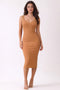 Camel Notch Neckline Tank Dress