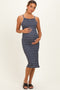 Heather Grey Navy Striped Crisscross Back Maternity Dress