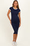 Navy Colorblock Trim Maternity Midi Dress